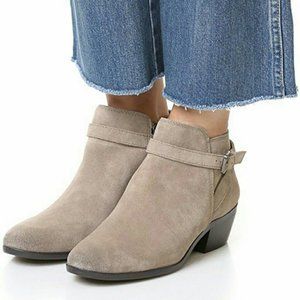Sam Edelman Pirro Suede Ankle Booties Putty Size 9 Stacked Heel